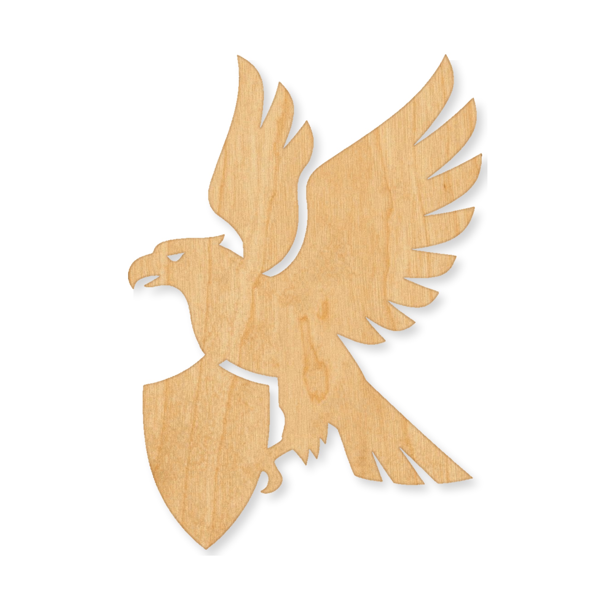 Laser cut eagle with shield wood cutout, unfinished Baltic Birch craft blank